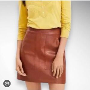 LOFT Chestnut Faux Leather Skirt/ 10/